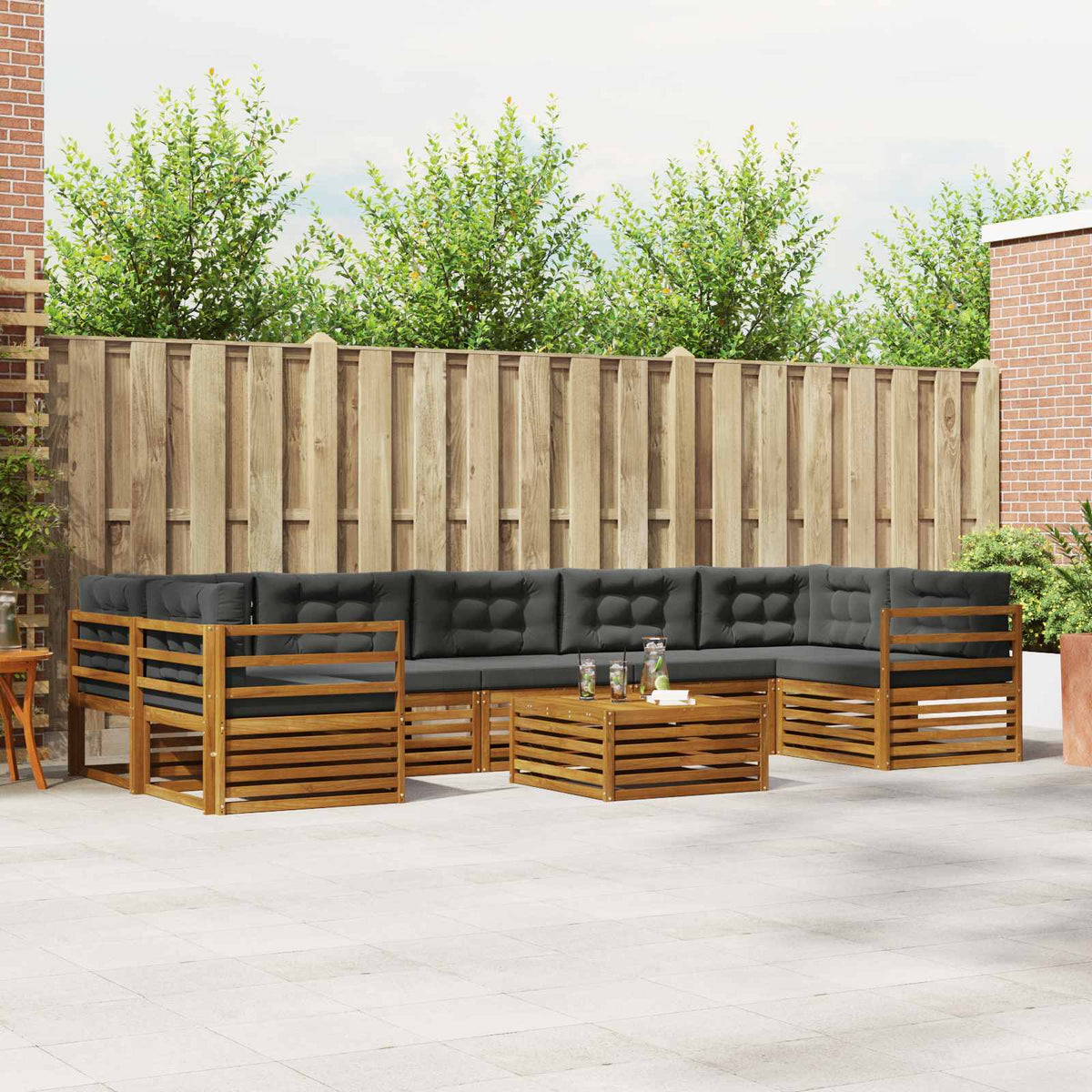 Set vanjskih sofa 8 kom. Prirodna i antracit
