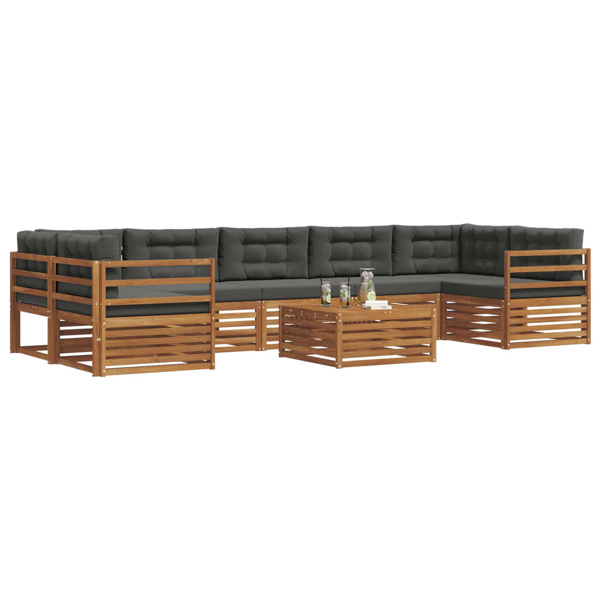 Set vanjskih sofa 8 kom. Prirodna i antracit