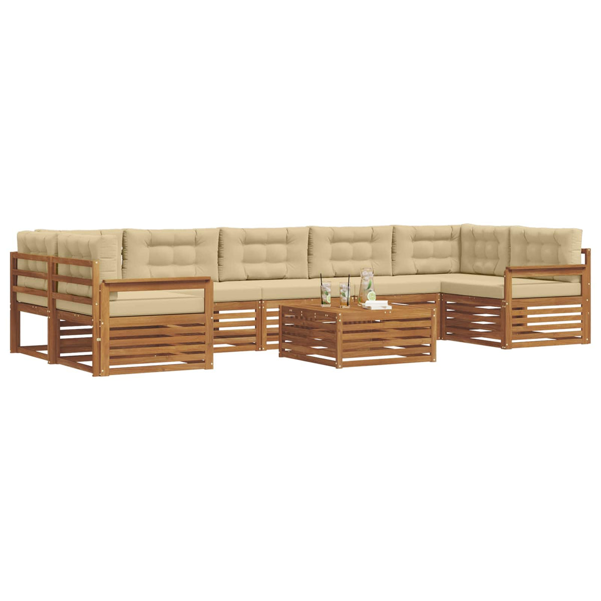 Set vanjskih sofa 8 kom. Prirodna i bež