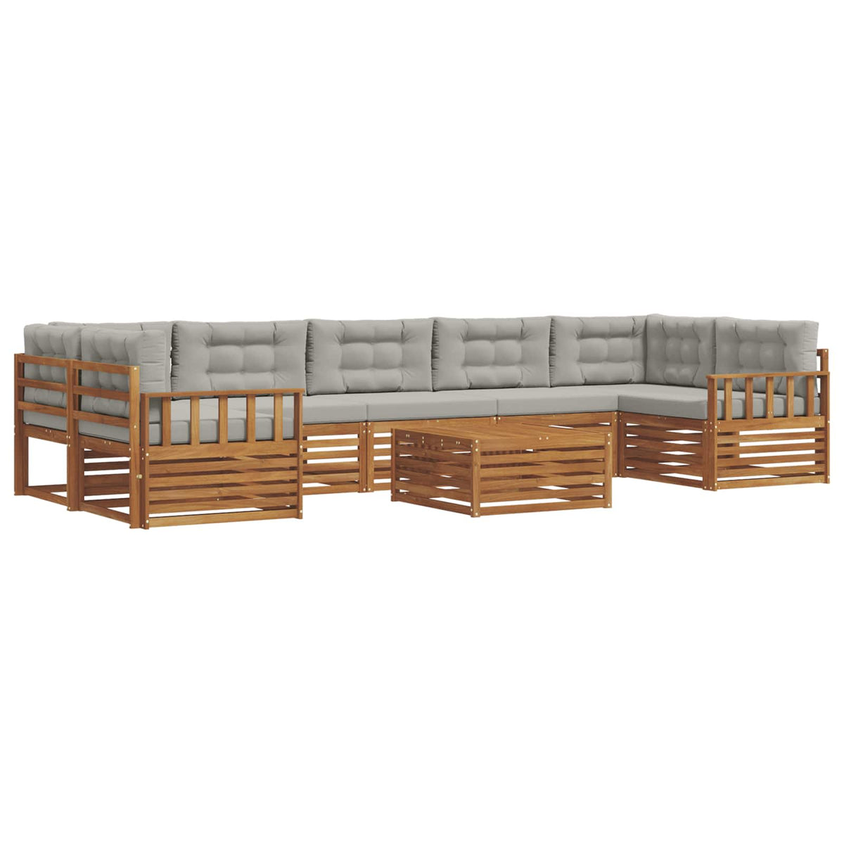 Set vanjskih sofa 8 kom. Prirodna i svijetlo siva