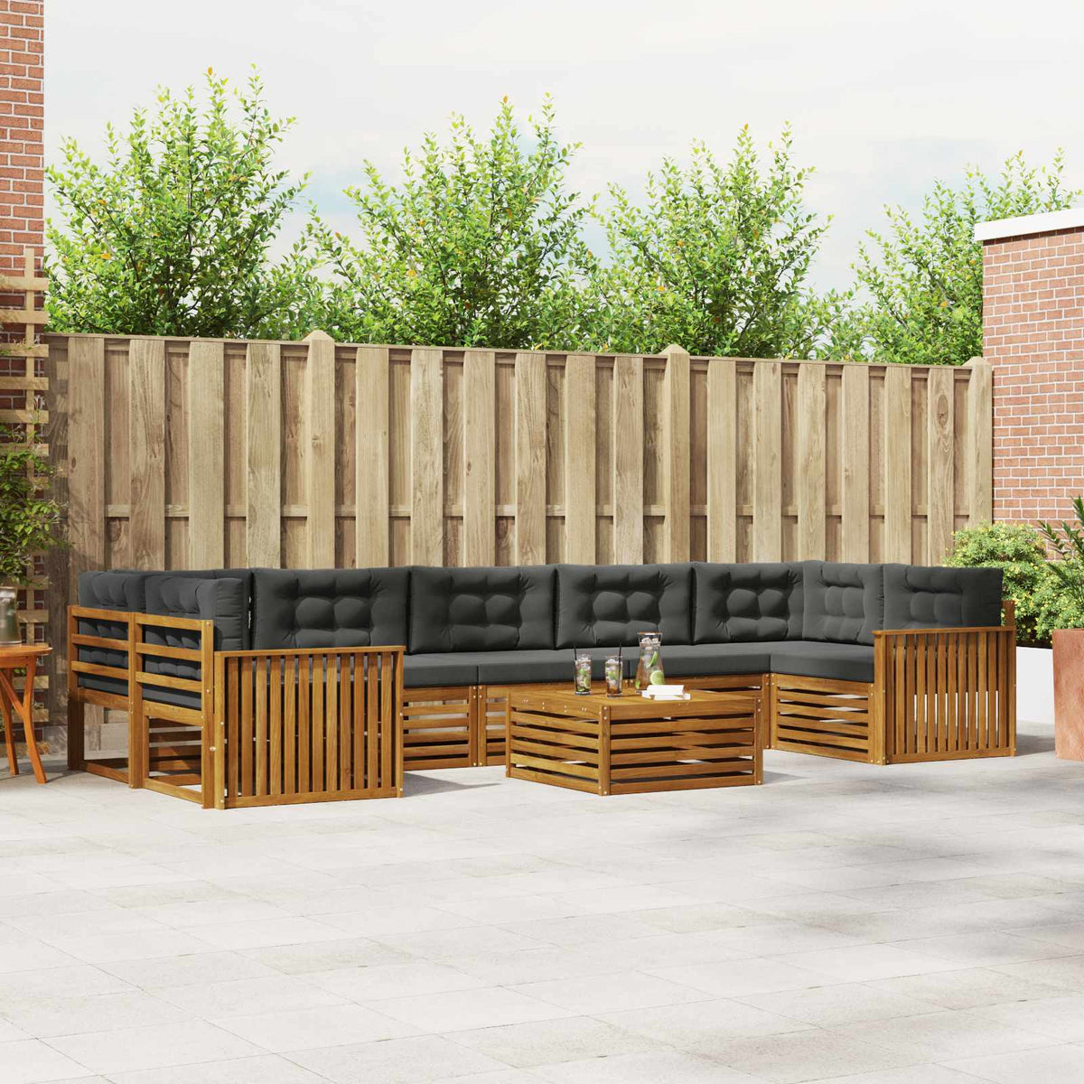 Set vanjskih sofa 8 kom. Prirodna i antracit