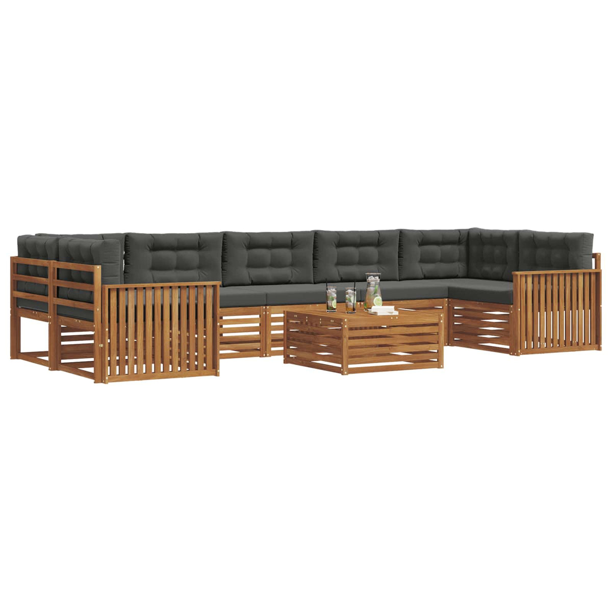 Set vanjskih sofa 8 kom. Prirodna i antracit