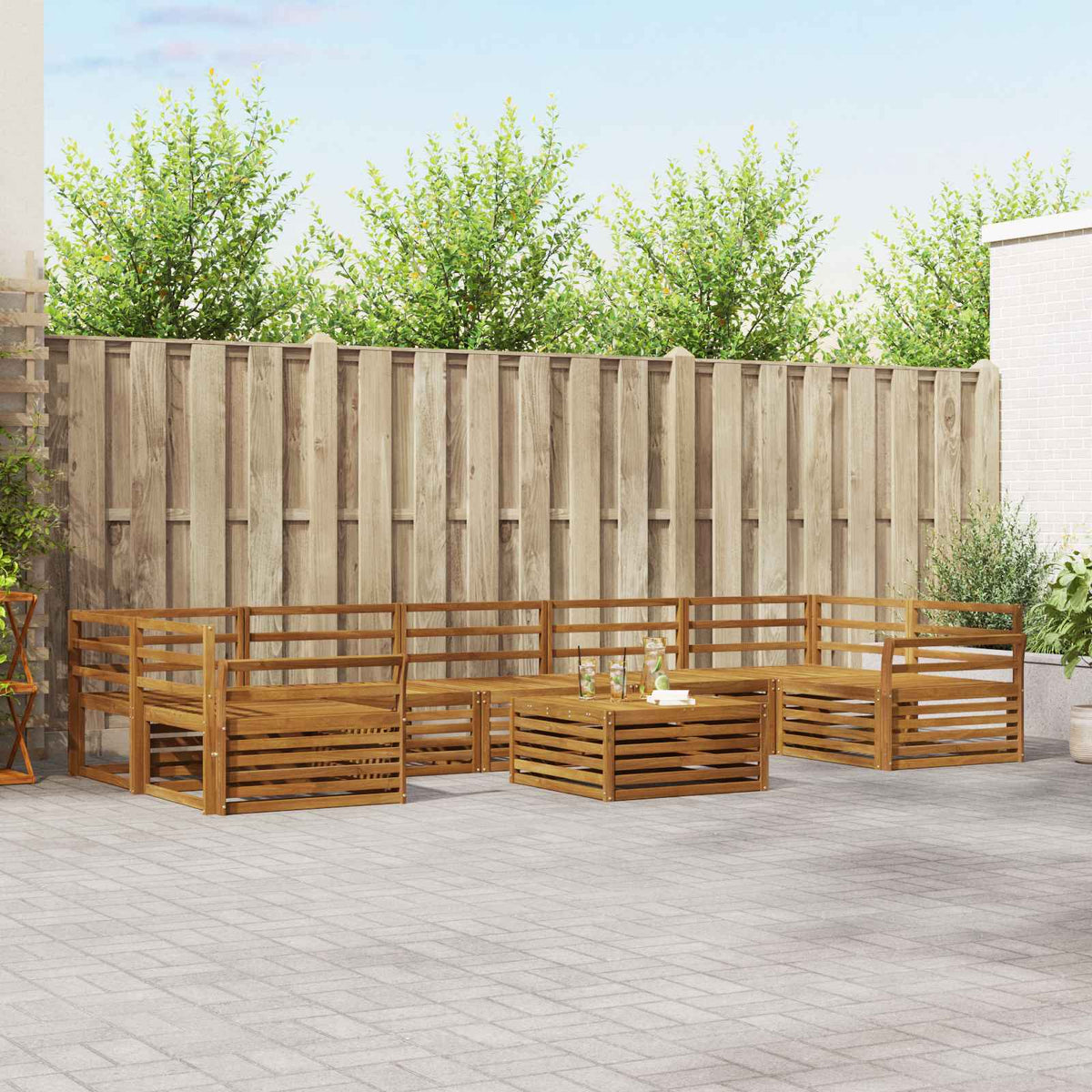 Set vanjskih sofa 8 kom. Prirodna Čvrsto drvo akacije