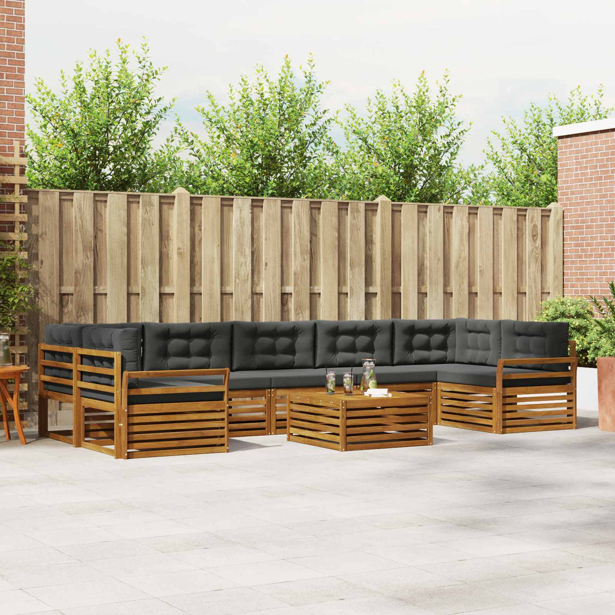 Set vanjskih sofa 8 kom. Prirodna i antracit