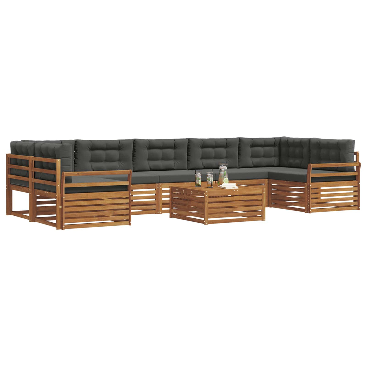 Set vanjskih sofa 8 kom. Prirodna i antracit