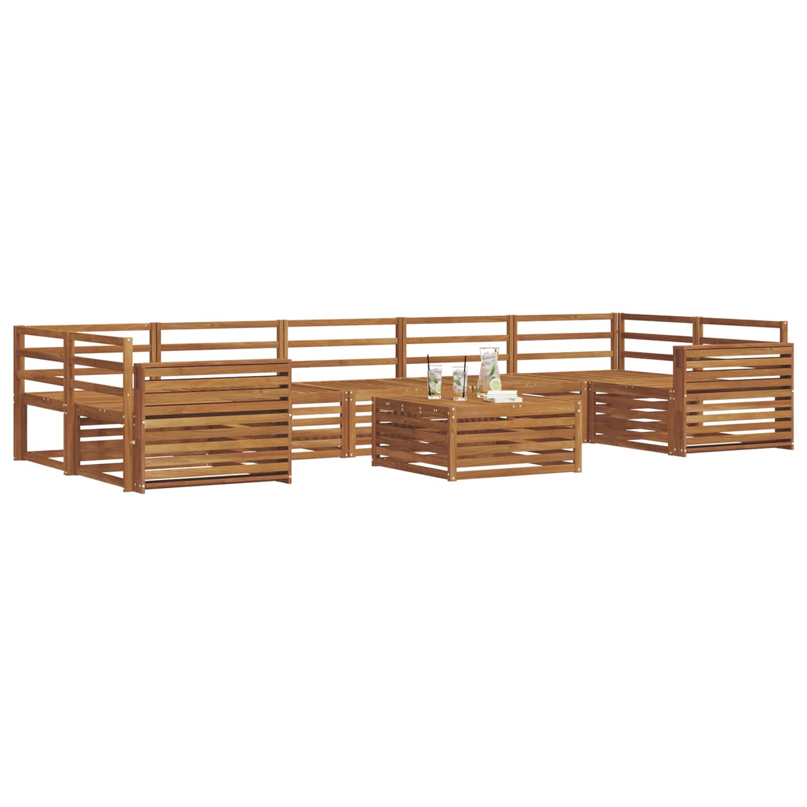Set vanjskih sofa 8 kom. Prirodna Čvrsto drvo akacije