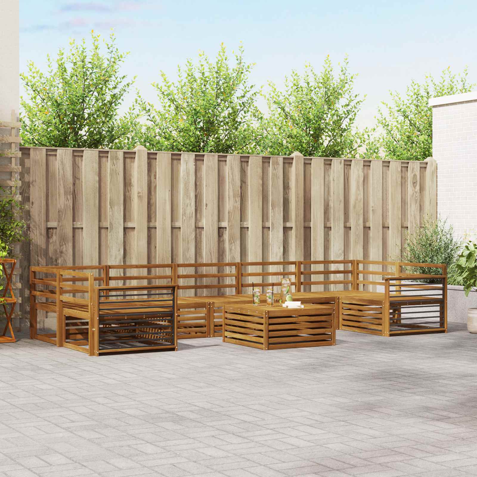 Set vanjskih sofa 8 kom. Prirodna Čvrsto drvo akacije