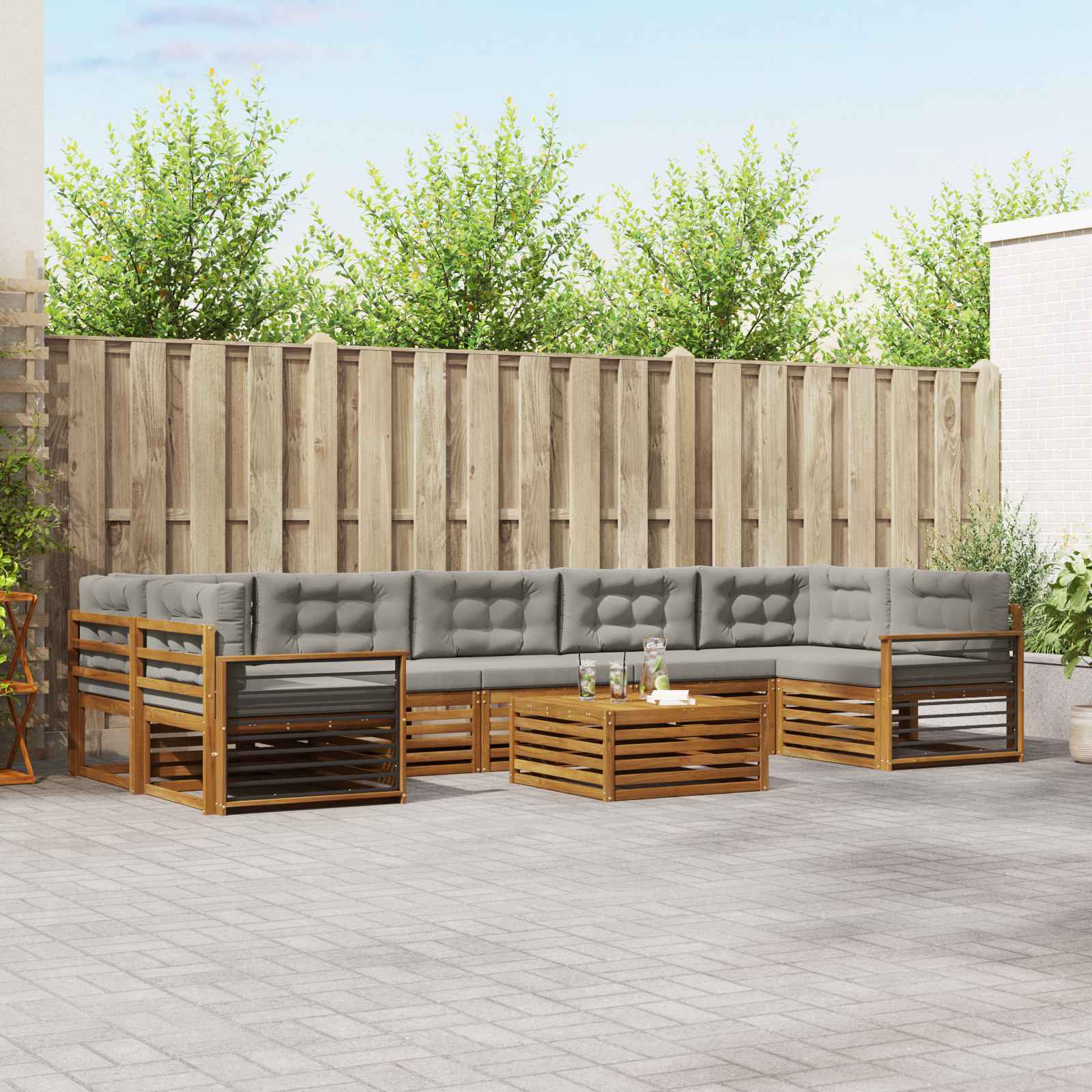 Set vanjskih sofa 8 kom. Prirodna i svijetlo siva
