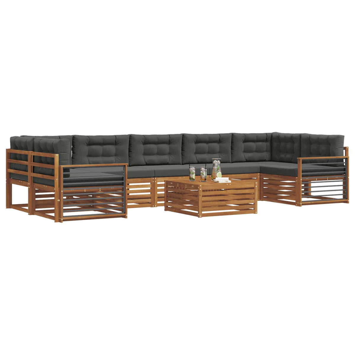 Set vanjskih sofa 8 kom. Prirodna i antracit
