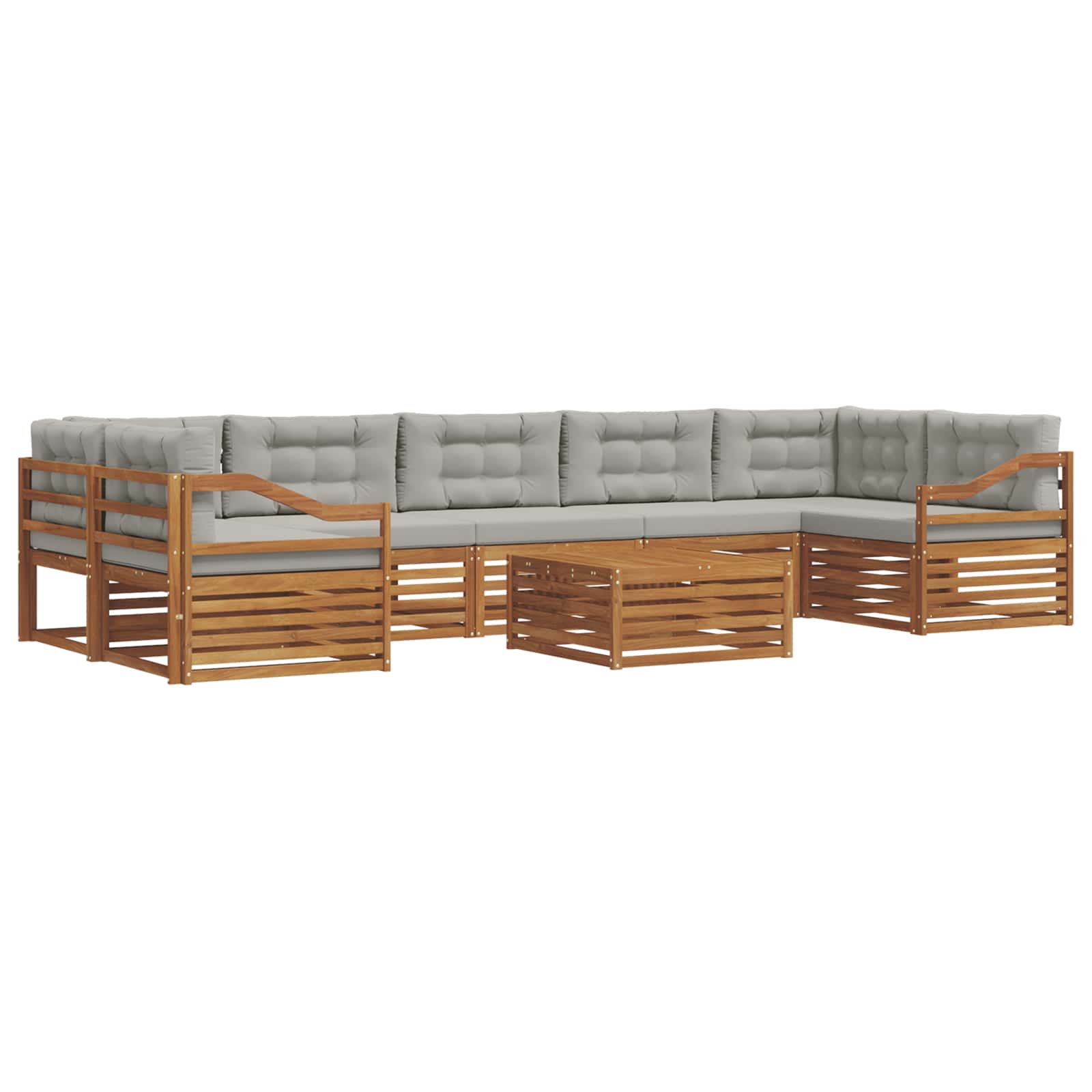 Set vanjskih sofa 8 kom. Prirodna i svijetlo siva