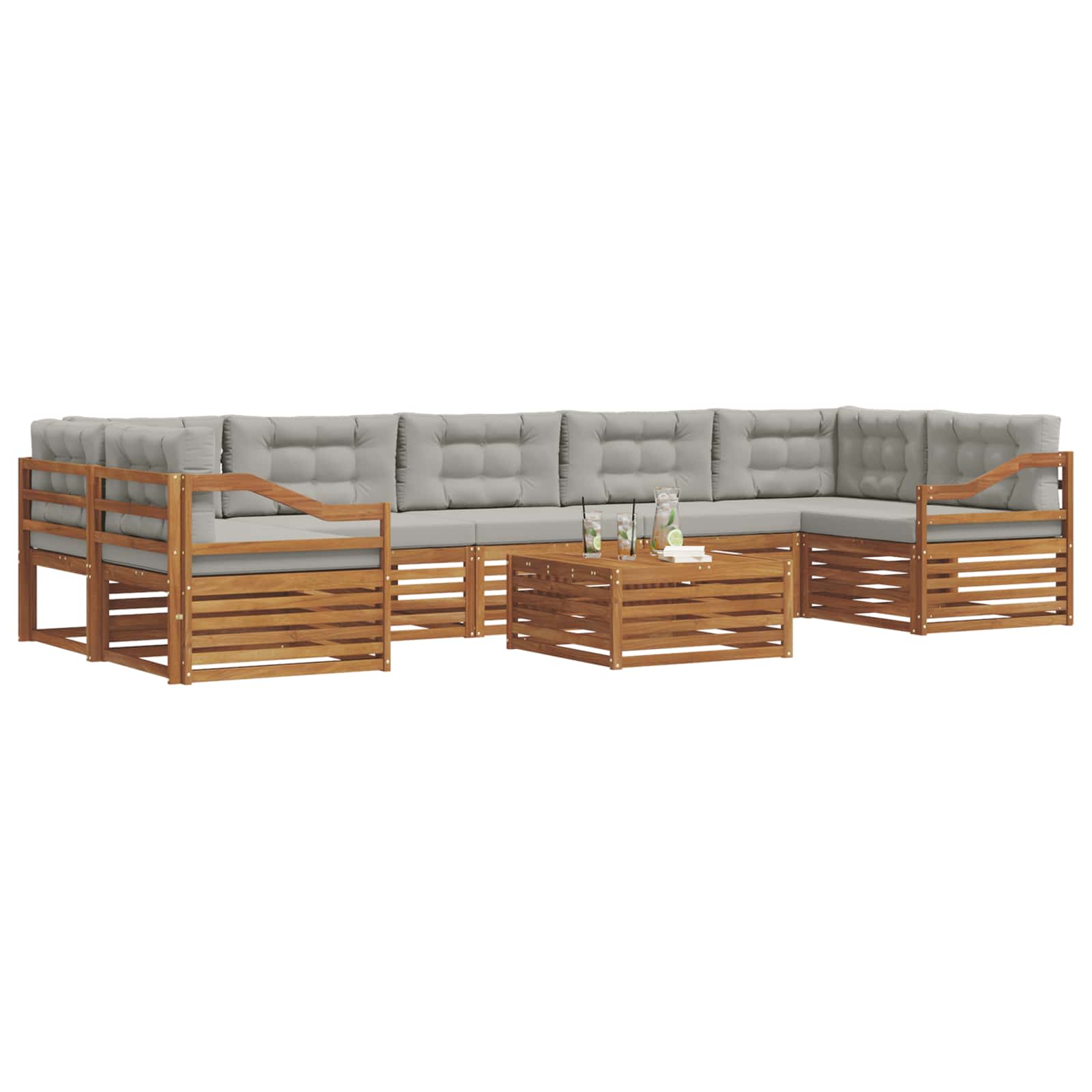 Set vanjskih sofa 8 kom. Prirodna i svijetlo siva