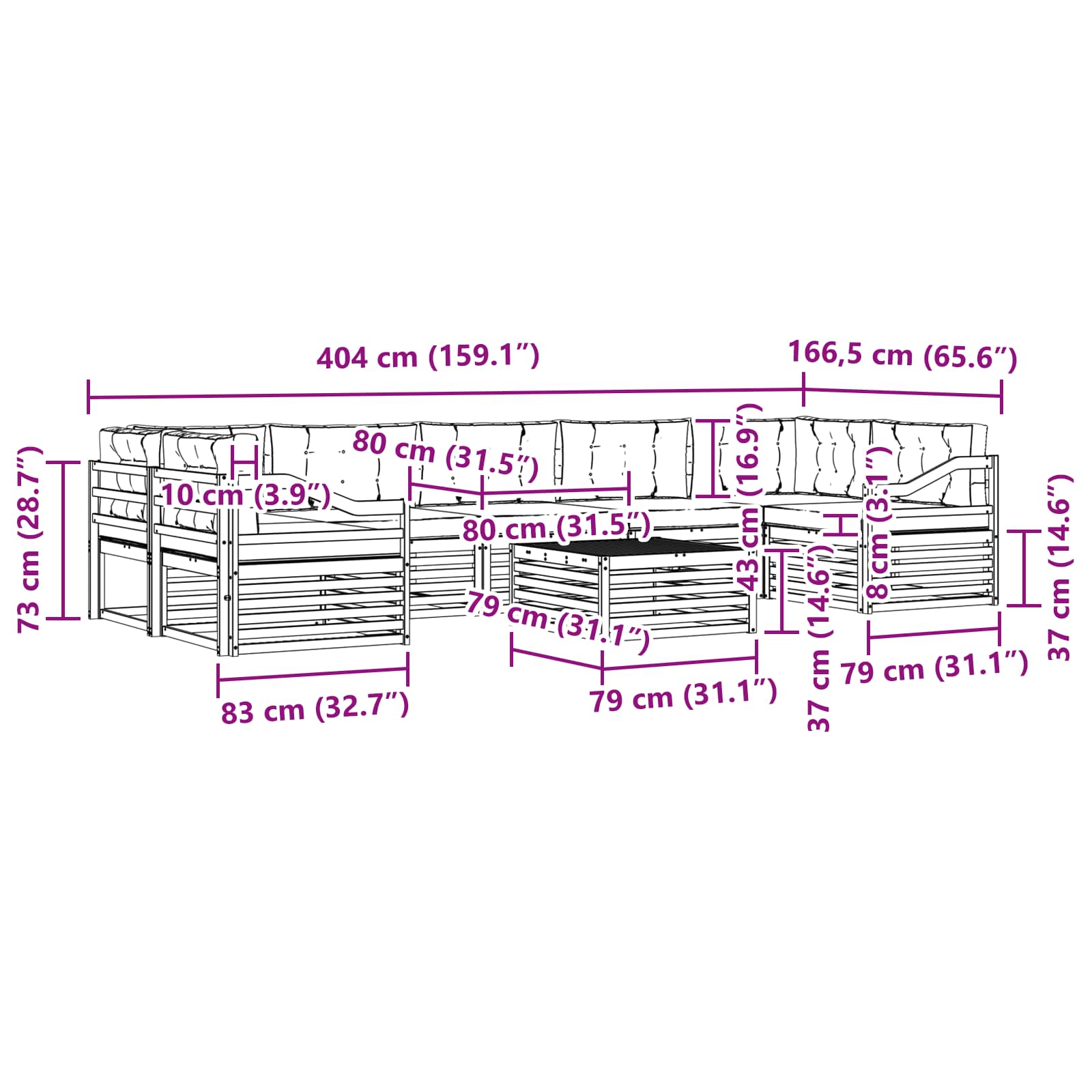 Set vanjskih sofa 8 kom. Prirodna i svijetlo siva
