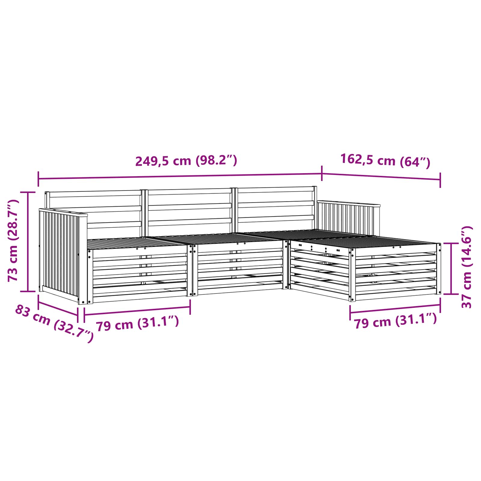 Set vanjskih sofa 4 kom. Prirodna Čvrsto drvo akacije