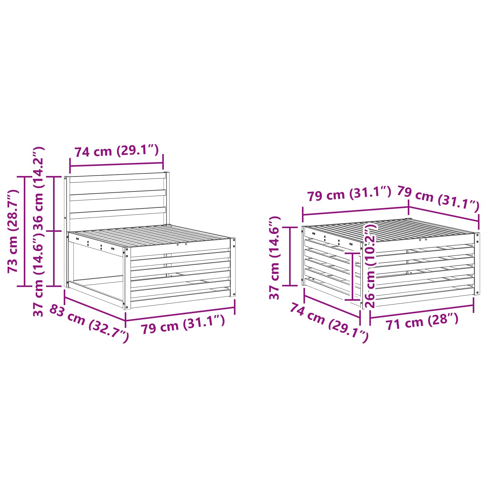 Set vanjskih sofa 4 kom. Prirodna Čvrsto drvo akacije