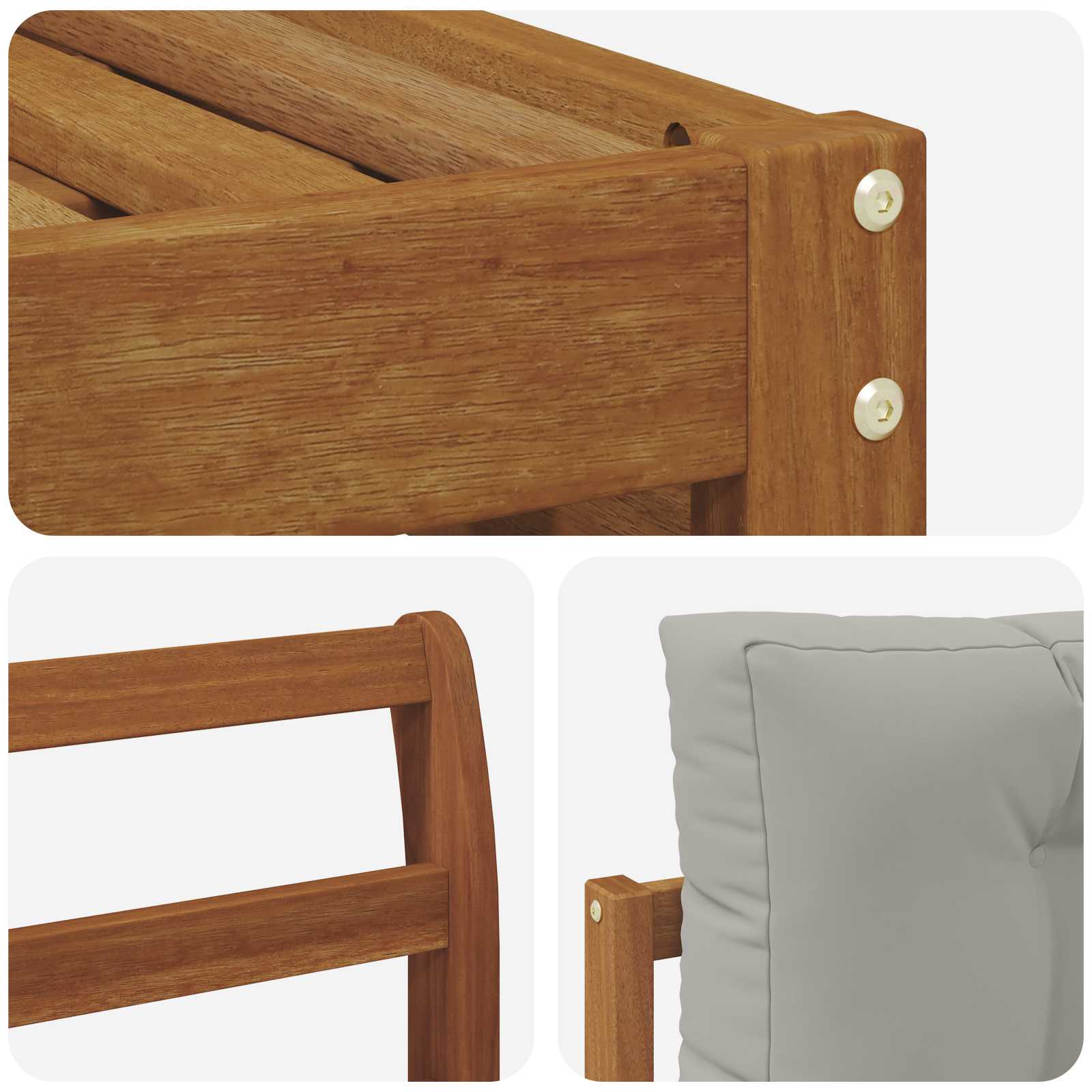 Set vanjskih sofa Prirodna i svijetlo siva 254 x 162,5 x 73 cm