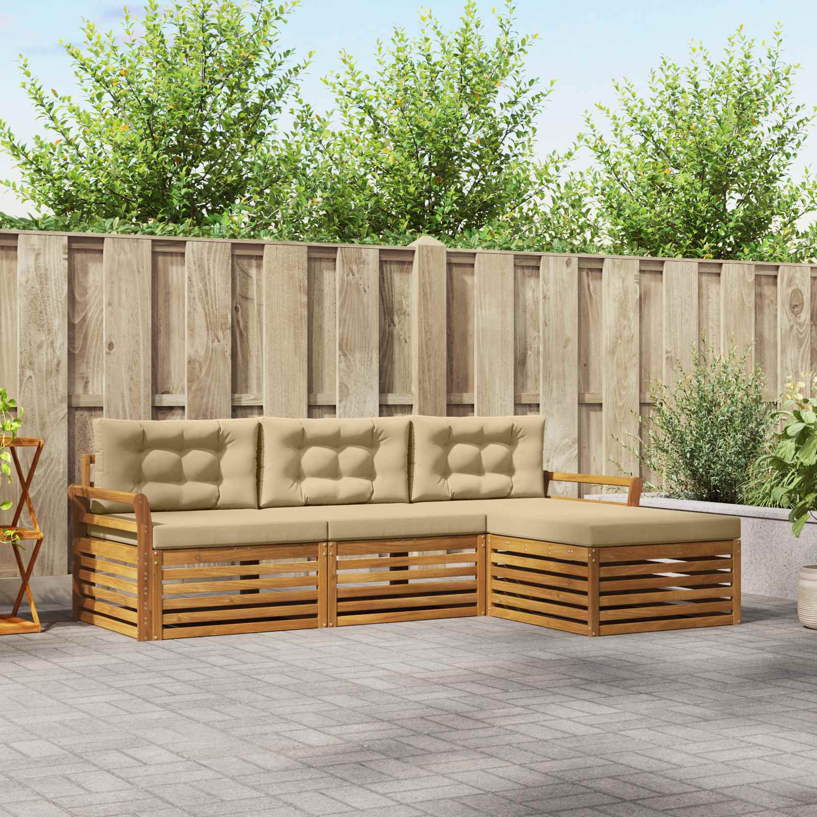 Set vanjskih sofa s jastukom Prirodna i bež 254 x 162,5 x 73 cm
