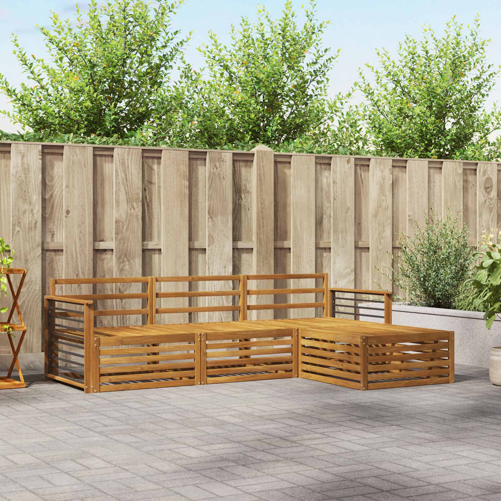 Set vanjskih sofa 4 kom. Prirodna Čvrsto drvo akacije