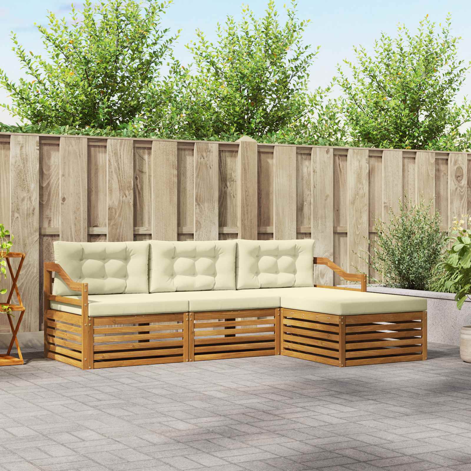 Set vanjskih sofa Prirodna i krem 245,5 x 162,5 x 73 cm