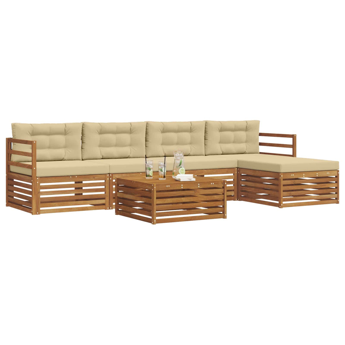 Set vanjskih sofa 6 kom. Prirodna i bež