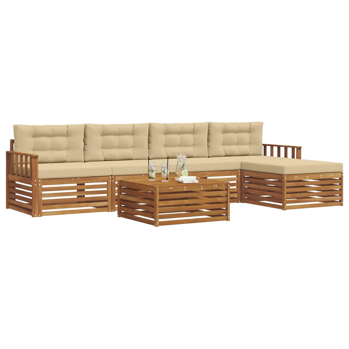 Set vanjskih sofa 6 kom. Prirodna i bež