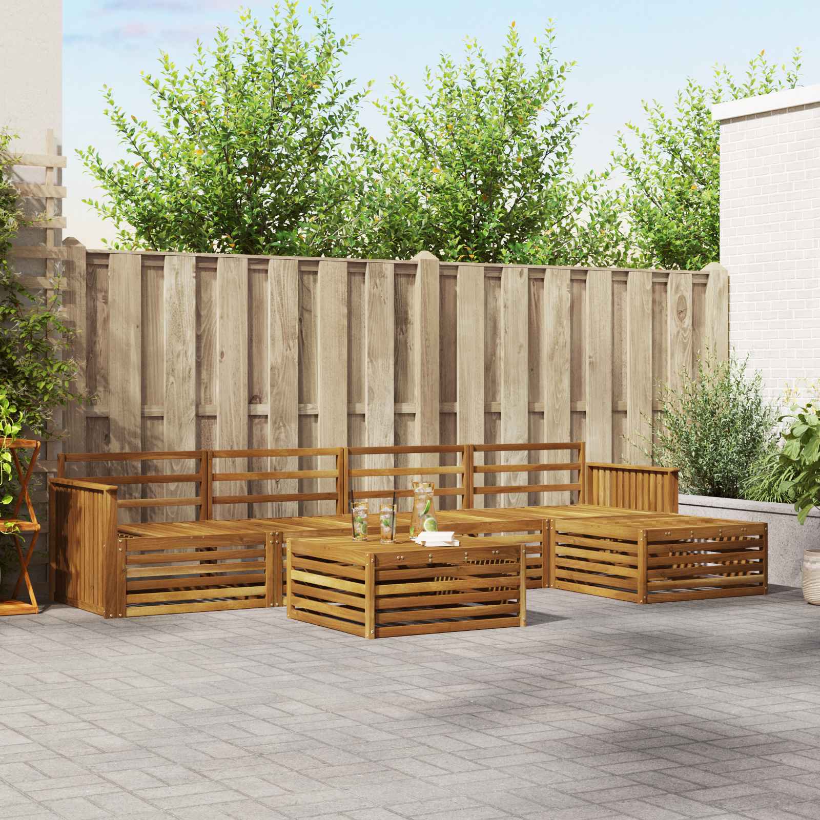 Set vanjskih sofa 6 kom. Prirodna Čvrsto drvo akacije