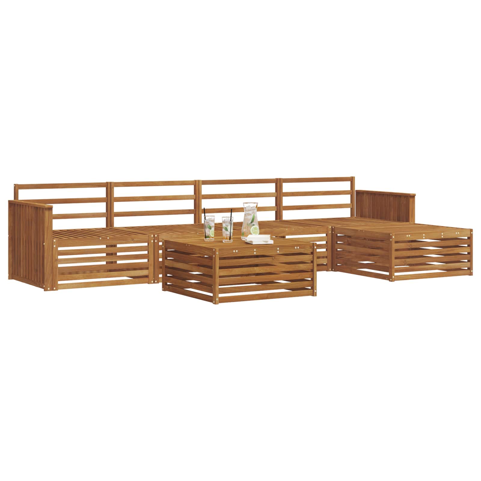 Set vanjskih sofa 6 kom. Prirodna Čvrsto drvo akacije