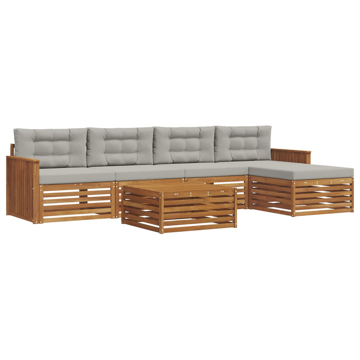 Set vanjskih sofa 6 kom. Prirodna i svijetlo siva