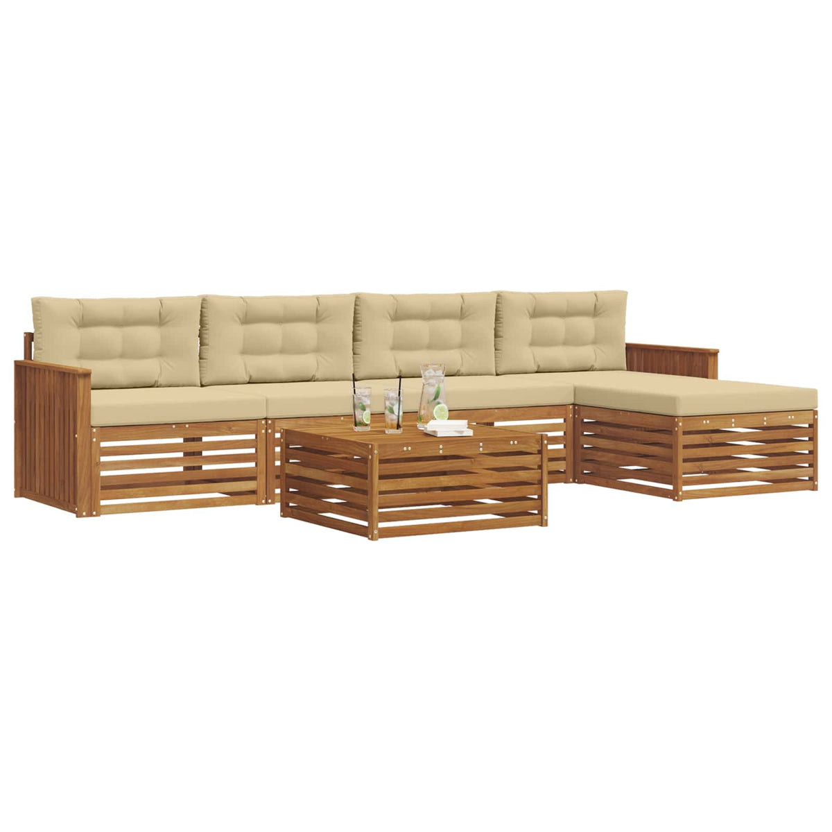 Set vanjskih sofa 6 kom. Prirodna i bež