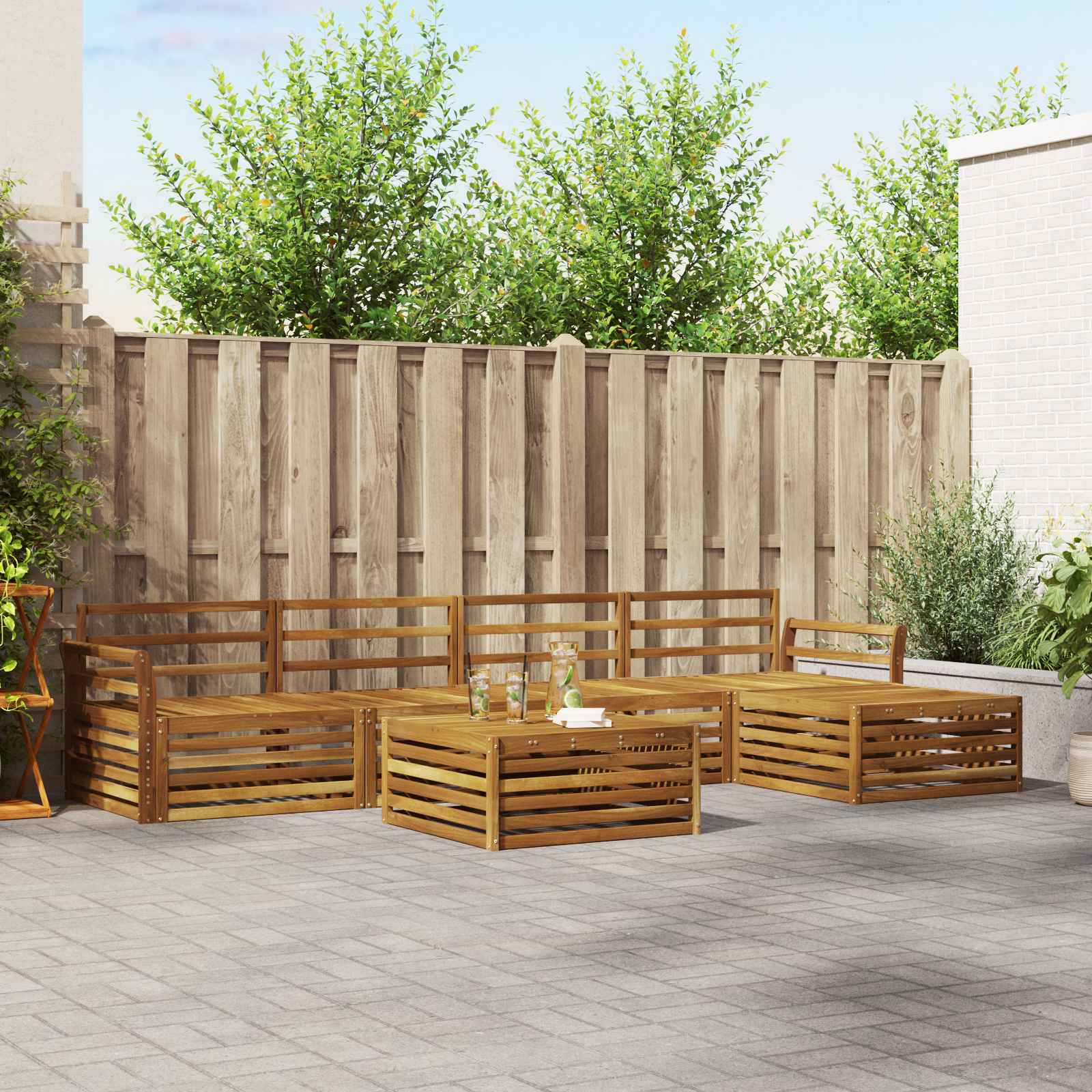 Set vanjskih sofa 6 kom. Prirodna Čvrsto drvo akacije