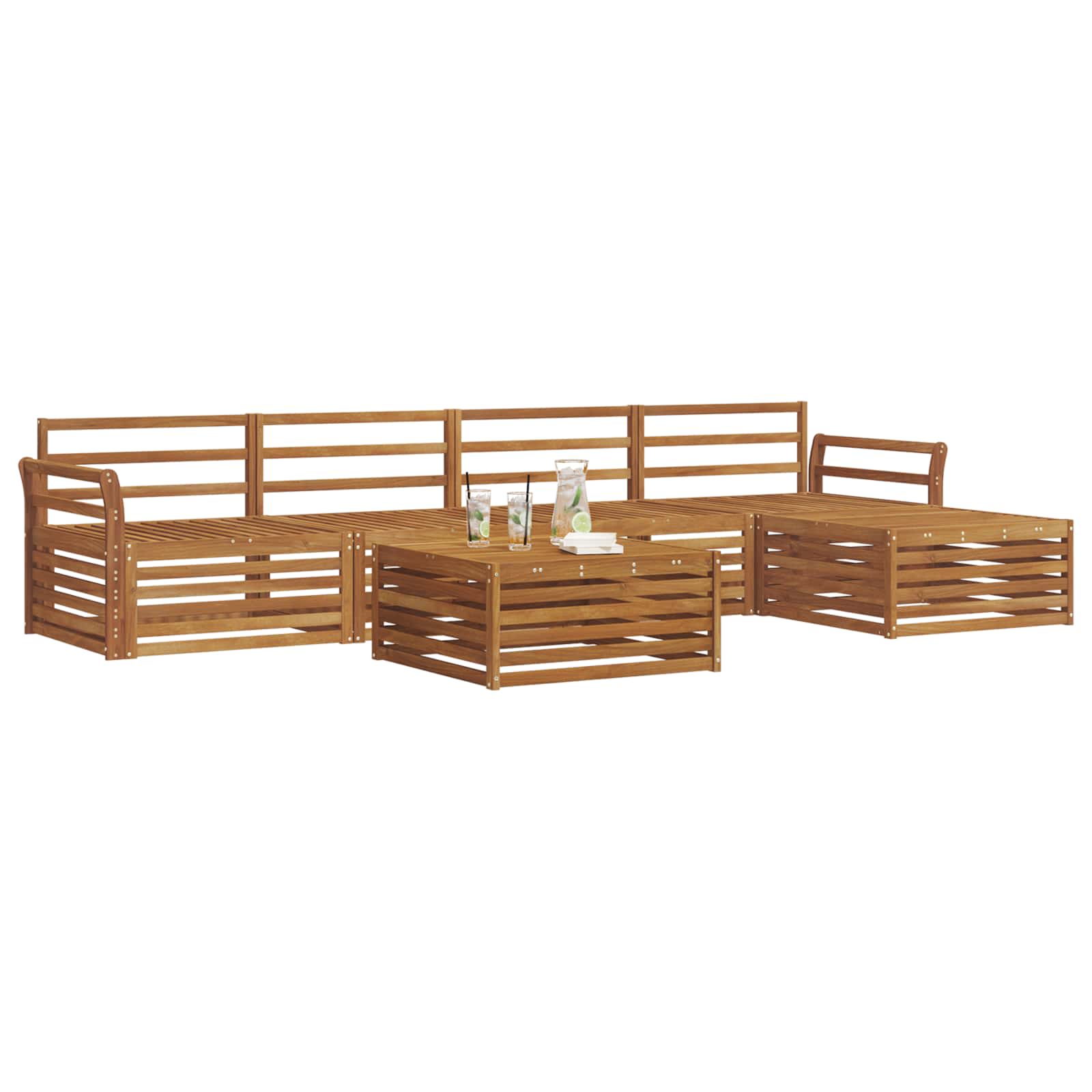 Set vanjskih sofa 6 kom. Prirodna Čvrsto drvo akacije