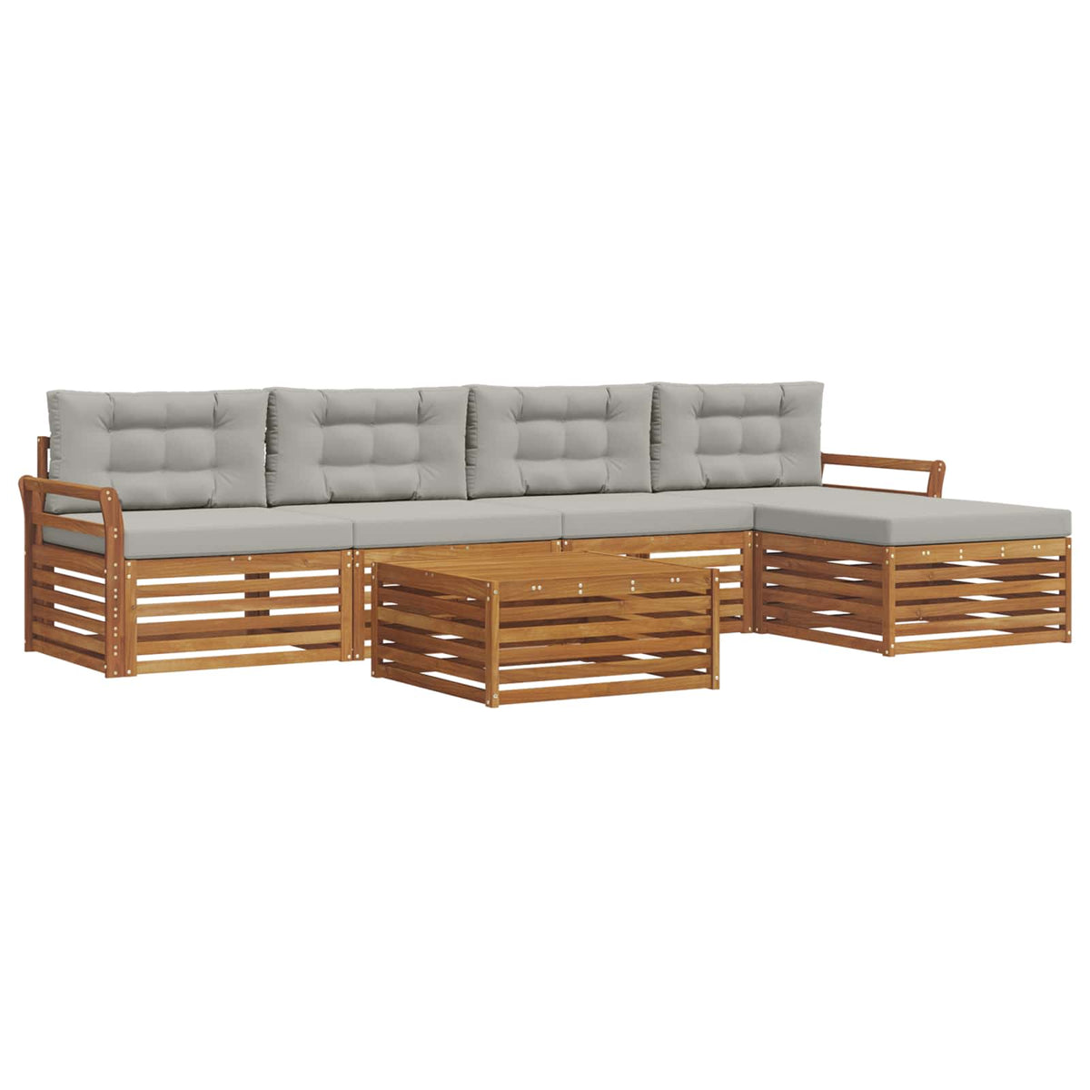 Set vanjskih sofa 6 kom. Prirodna i svijetlo siva