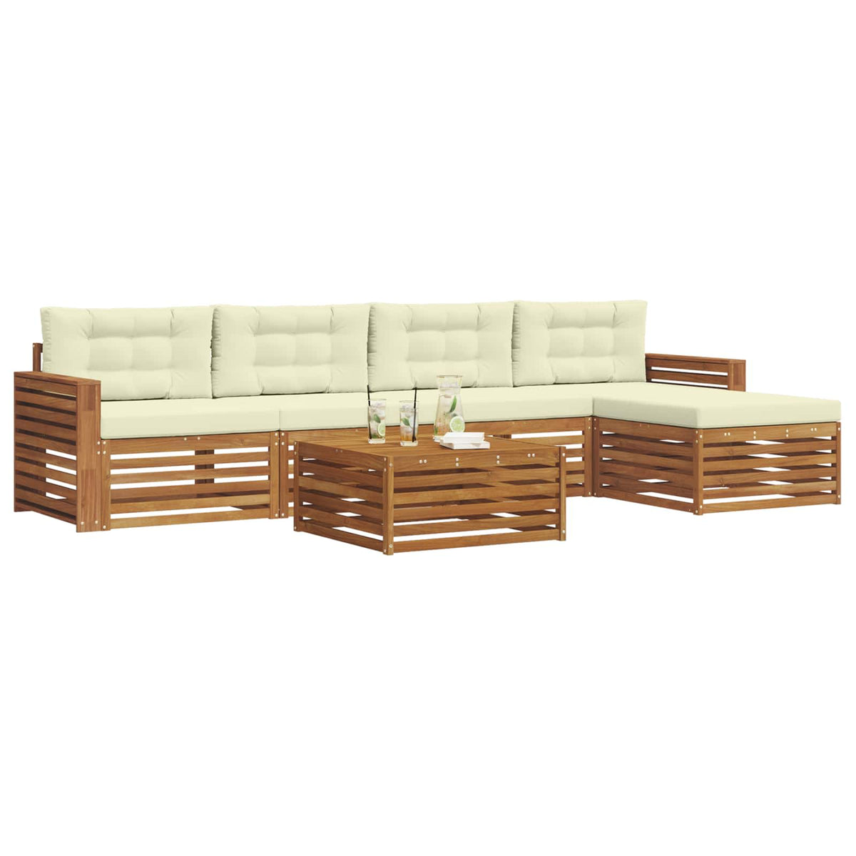 Set vanjskih sofa 6 kom. Prirodna i krem