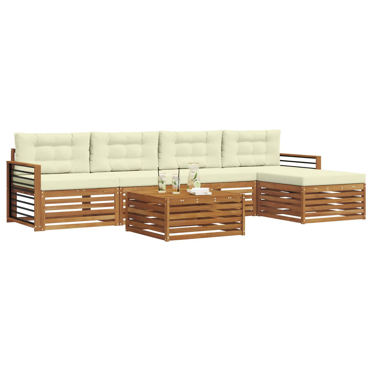 Set vanjskih sofa 6 kom. Prirodna i krem