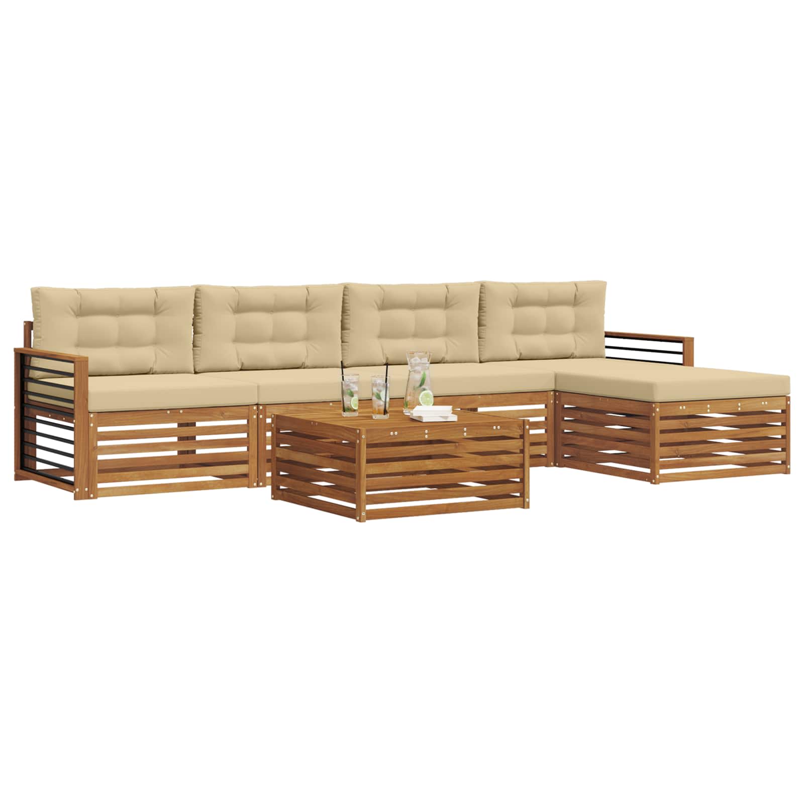 Set vanjskih sofa 6 kom. Prirodna i bež