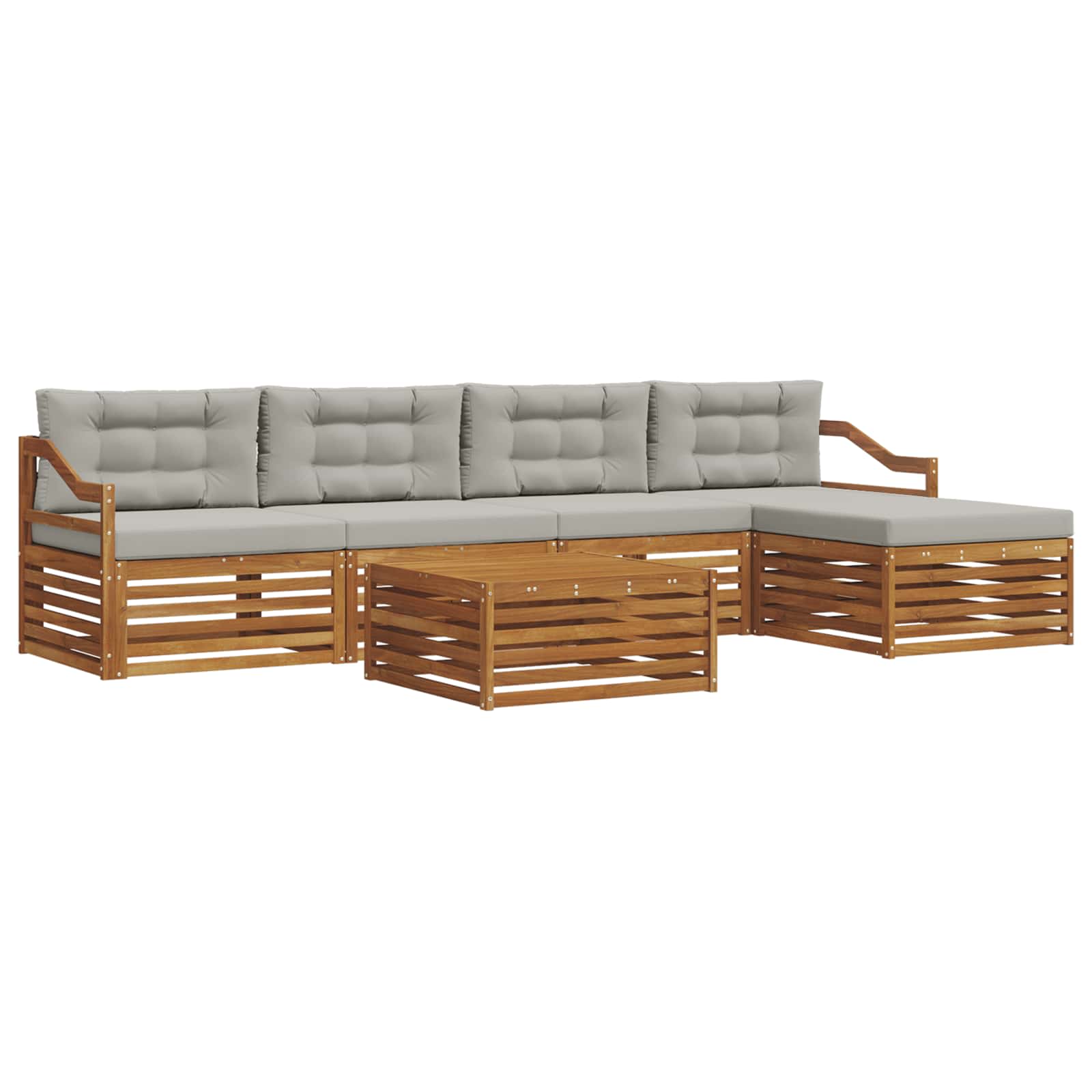 Set vanjskih sofa 6 kom. Prirodna i svijetlo siva