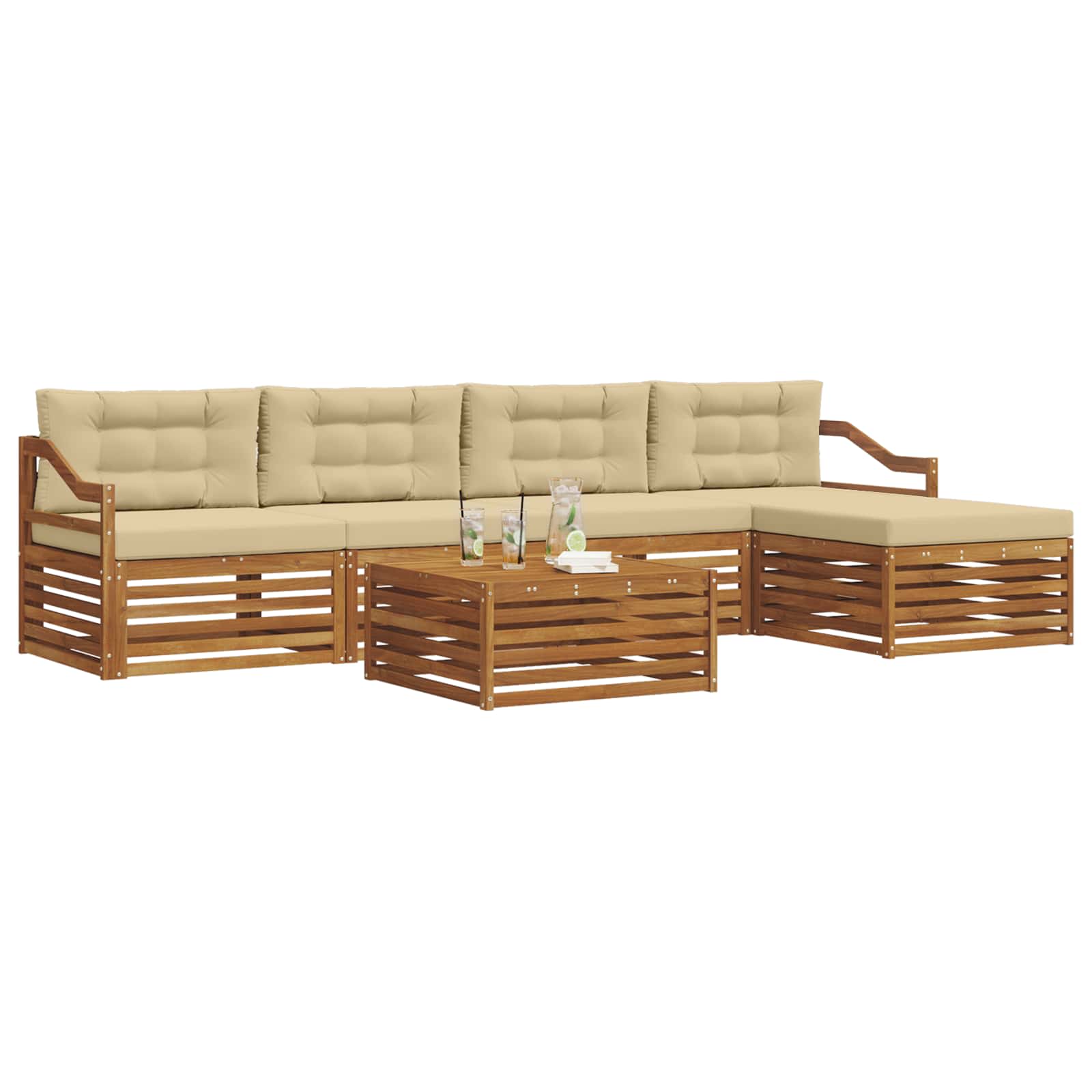 Set vanjskih sofa 6 kom. Prirodna i bež