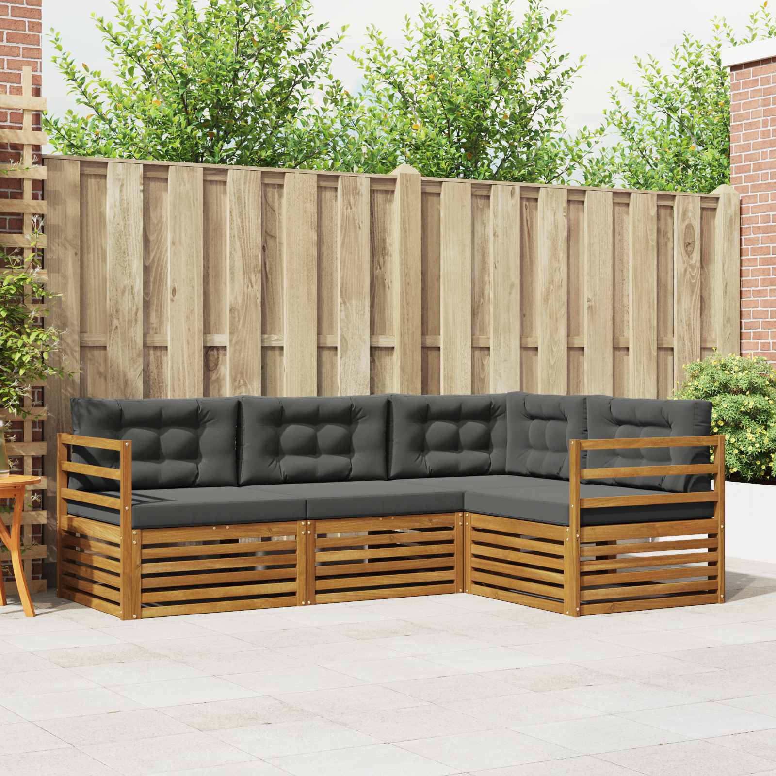 Set vanjskih sofa s jastukom 4 pcs Prirodna i antracit