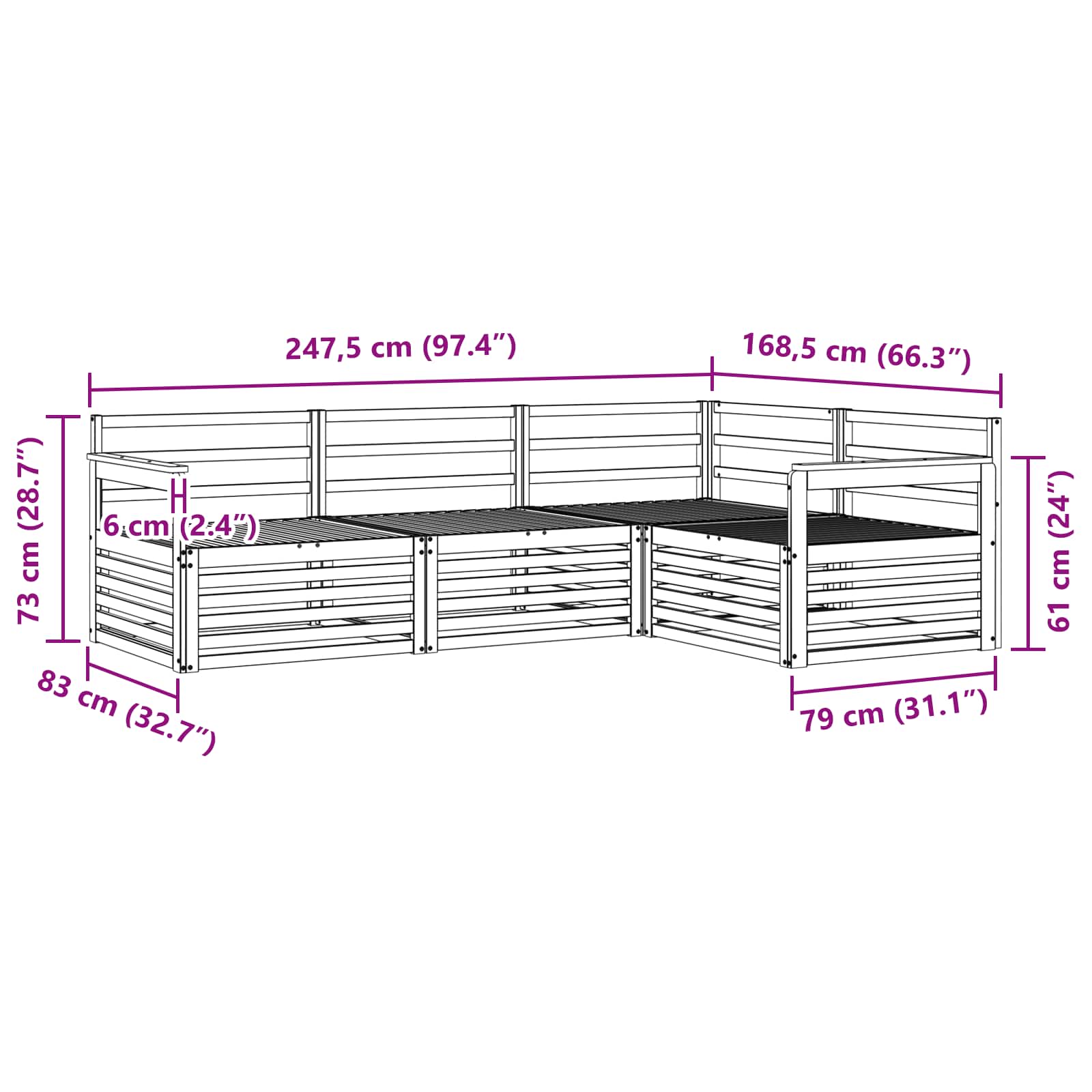 Set vanjskih sofa 4 pcs Prirodna Čvrsto drvo akacije