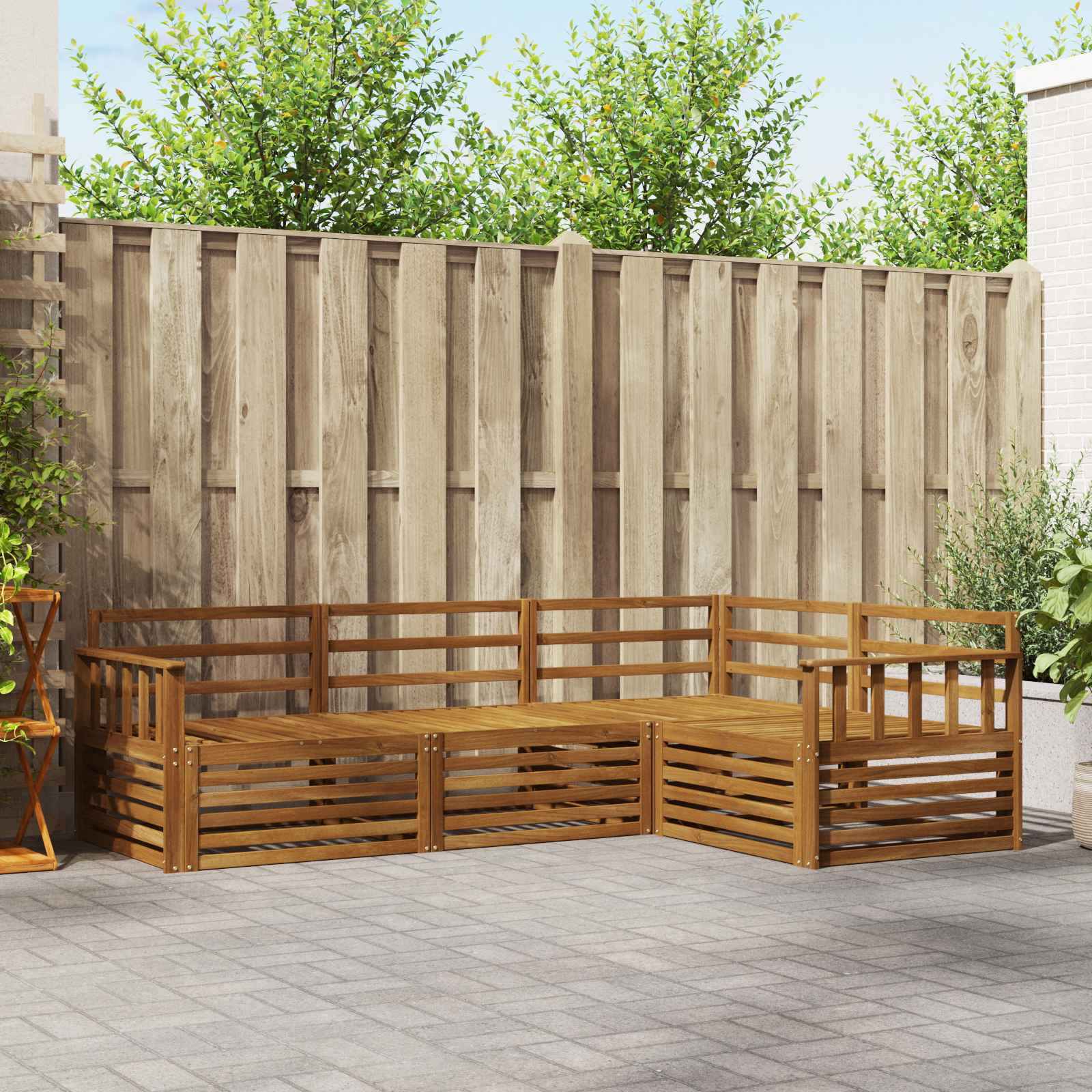 Set vanjskih sofa 4 pcs Prirodna Čvrsto drvo akacije