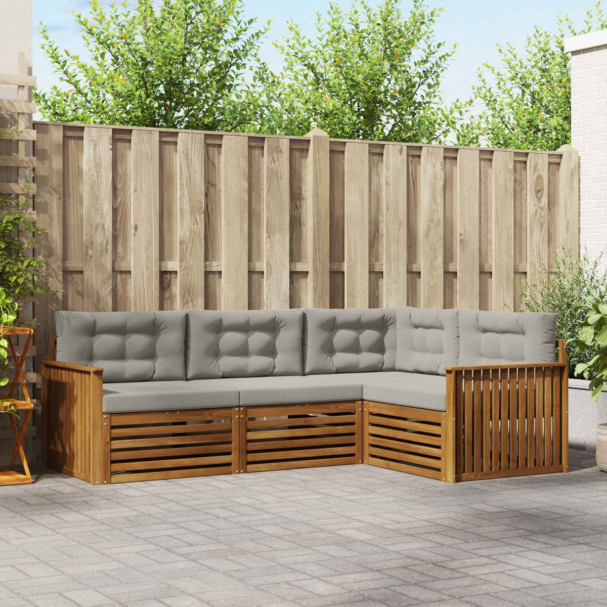 Set vanjskih sofa 4 kom. Prirodna i svijetlo siva