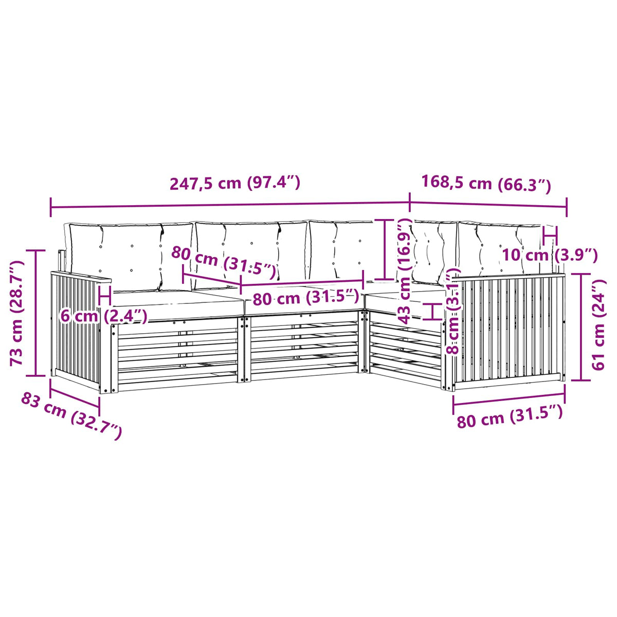 Set vanjskih sofa 4 kom. Prirodna i bež