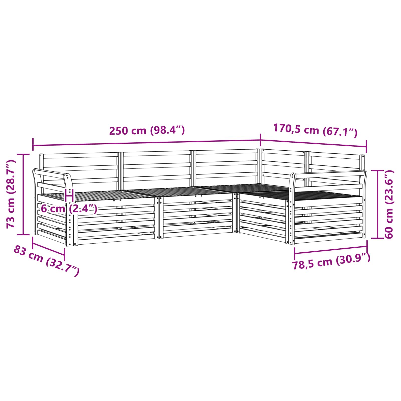 Set vanjskih sofa 4 pcs Prirodna Čvrsto drvo akacije