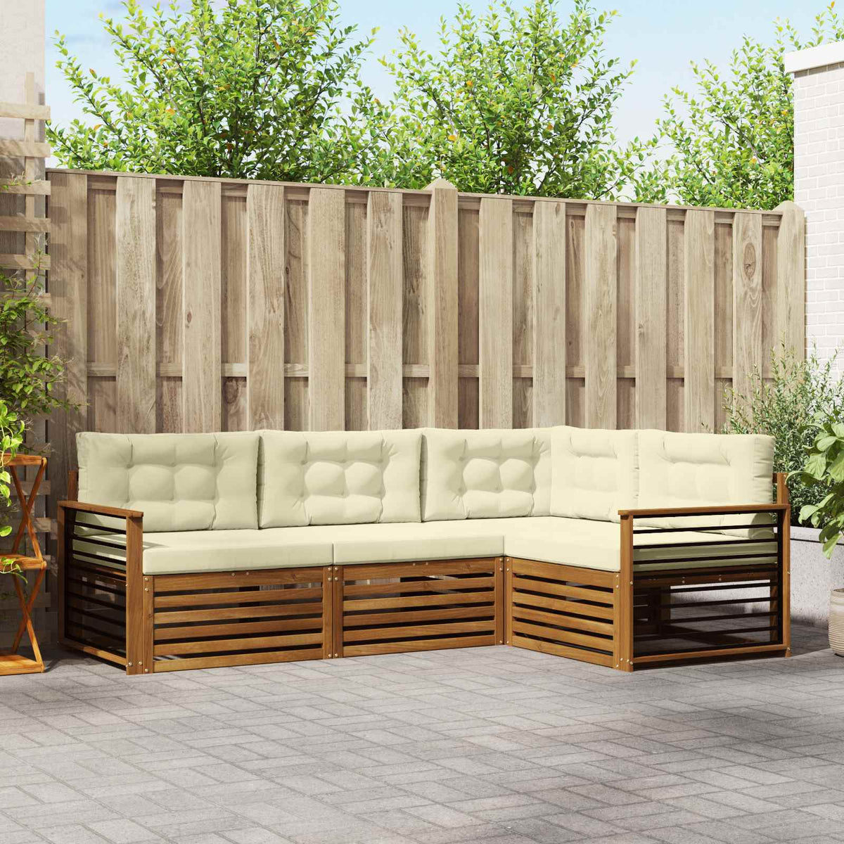 Set vanjskih sofa 4 kom. Prirodna i krem