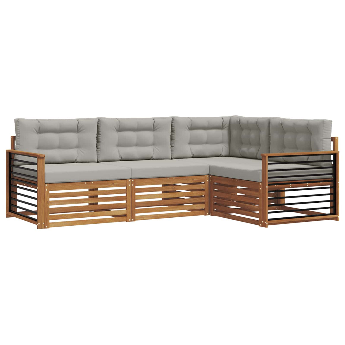 Set vanjskih sofa 4 kom. Prirodna i svijetlo siva