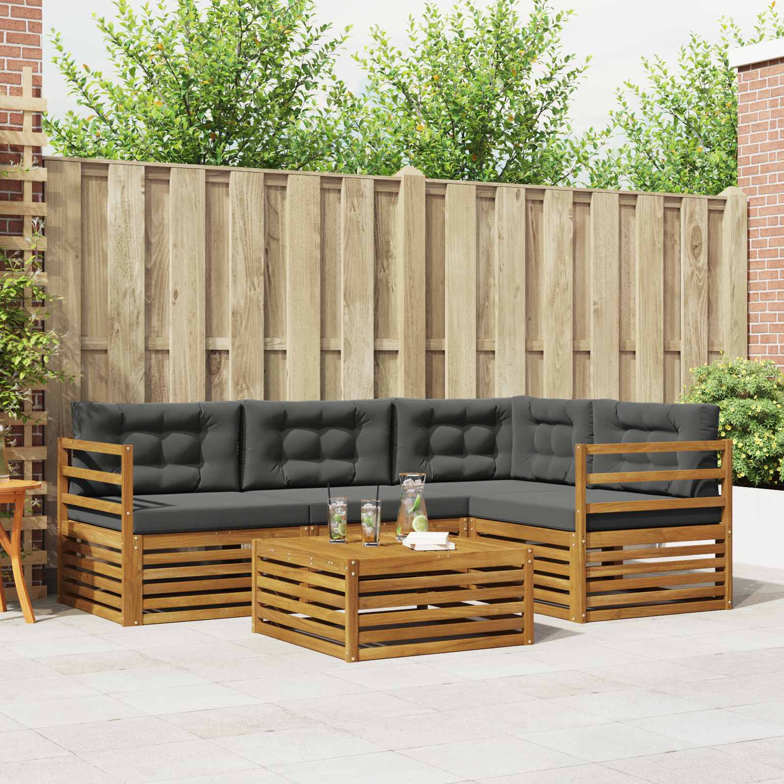 Set vanjskih sofa 5 kom. Prirodna i antracit