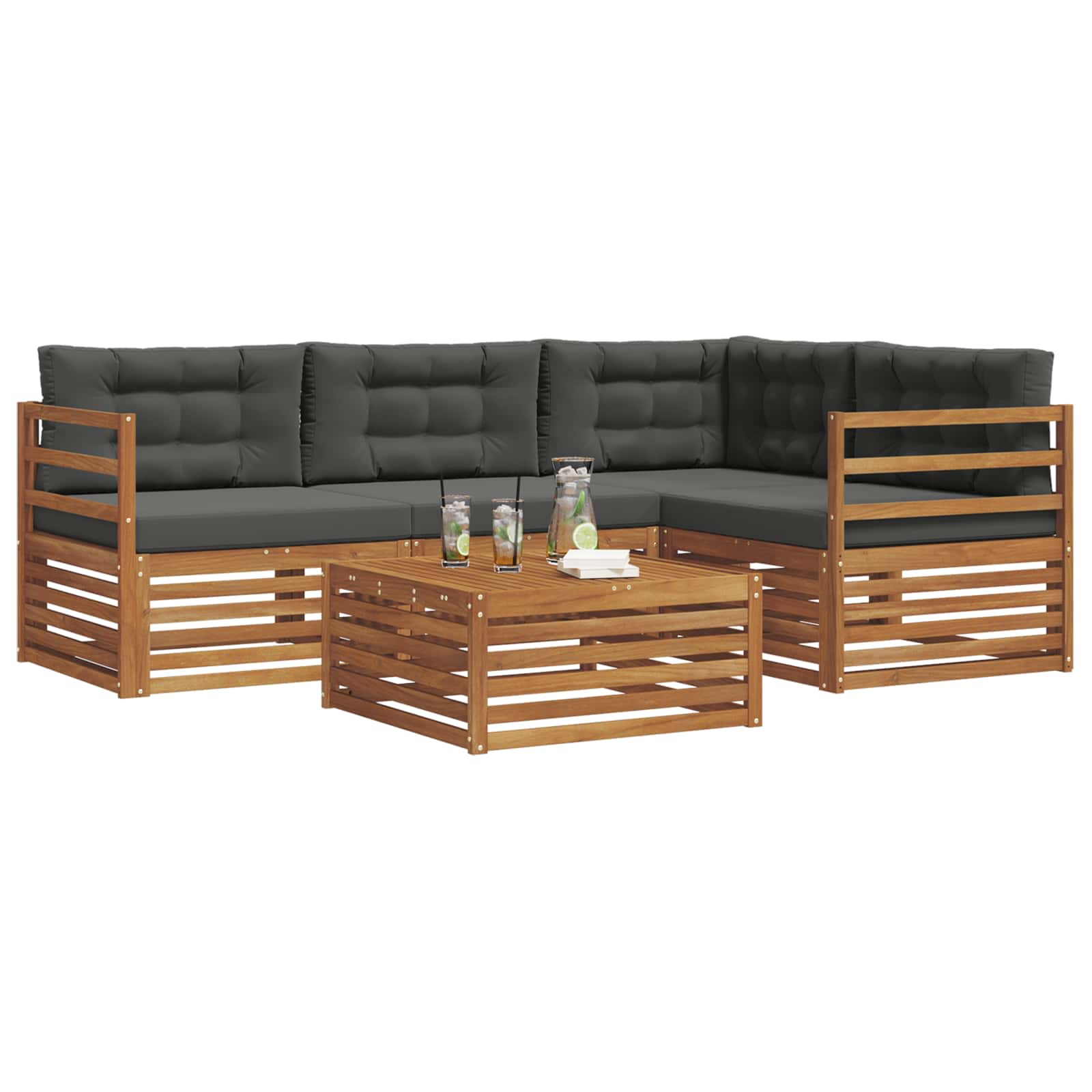 Set vanjskih sofa 5 kom. Prirodna i antracit