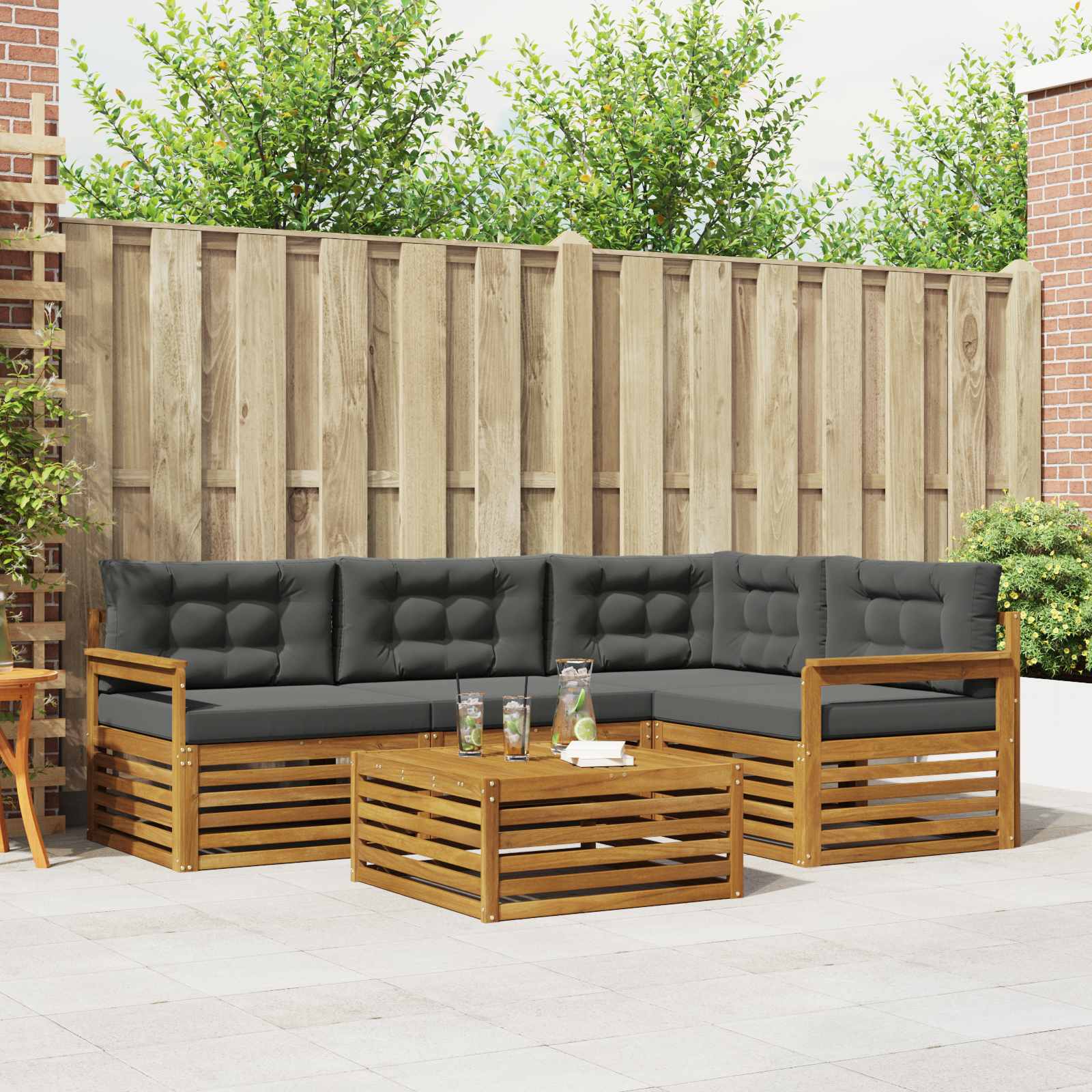 Set vanjskih sofa 5 kom. Prirodna i antracit