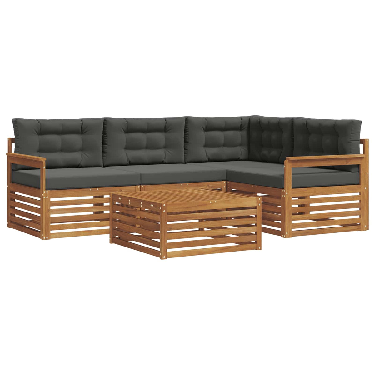 Set vanjskih sofa 5 kom. Prirodna i antracit