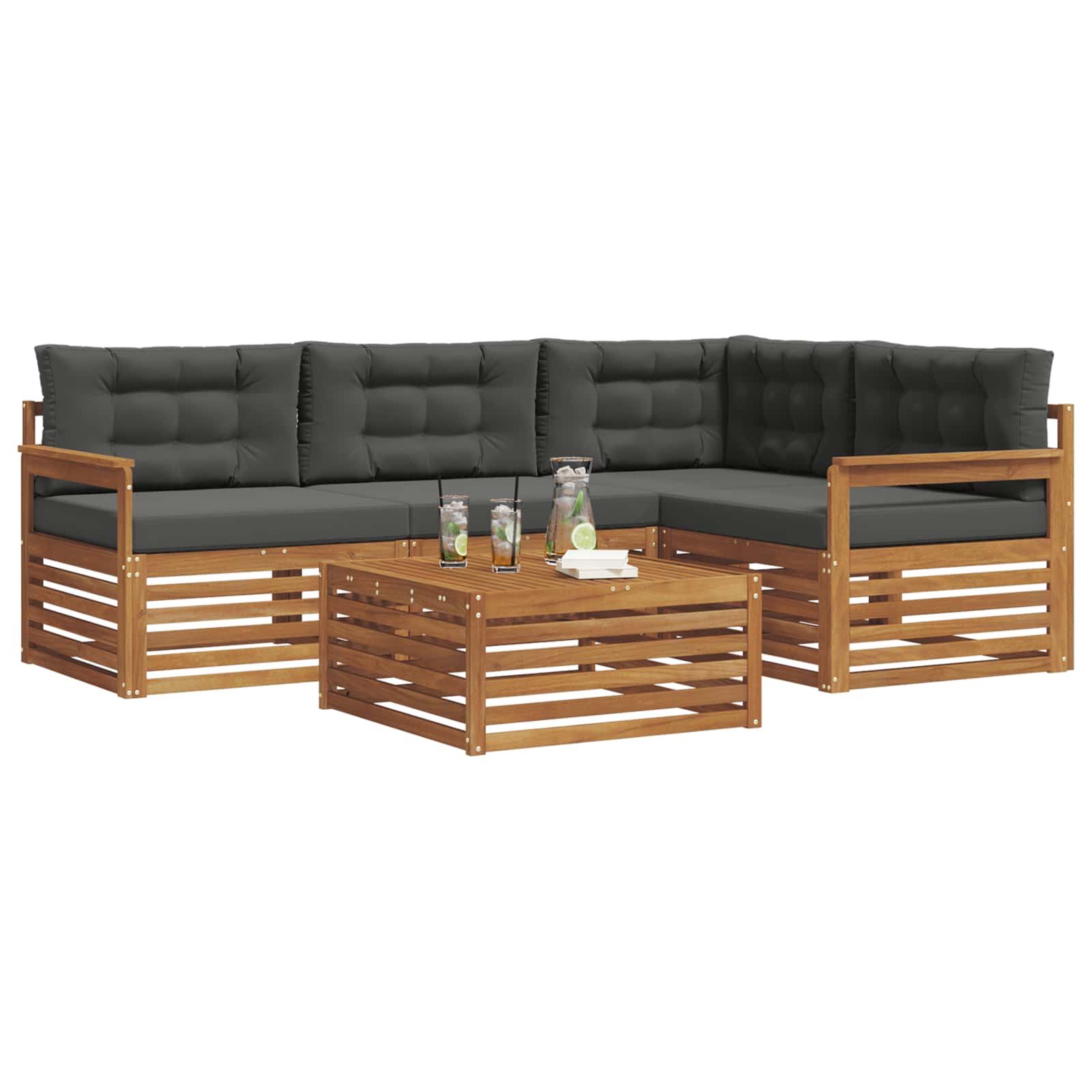Set vanjskih sofa 5 kom. Prirodna i antracit