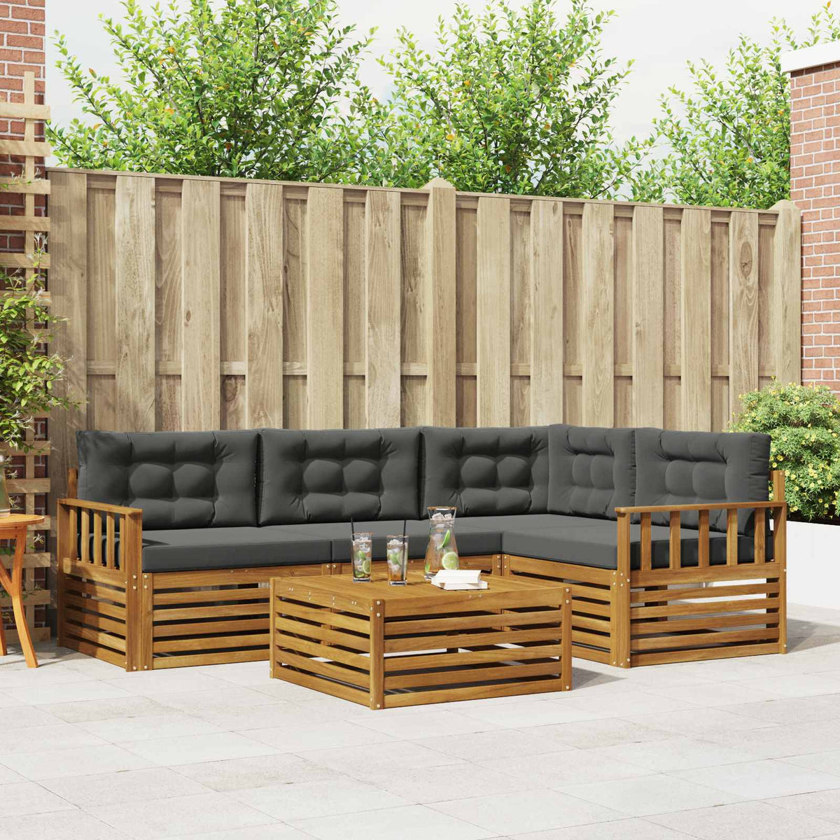 Set vanjskih sofa 5 kom. Prirodna i antracit